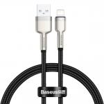 Cablu pentru incarcare si transfer de date Baseus Cafule Metal, USB/Lightning, 18W, 2.4A, 25cm, Negru 2 - lerato.ro