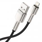 Cablu pentru incarcare si transfer de date Baseus Cafule Metal, USB/Lightning, 18W, 2.4A, 25cm, Negru 4 - lerato.ro