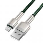 Cablu pentru incarcare si transfer de date Baseus Cafule Metal, USB/Lightning, 18W, 2.4A, 2m, Verde