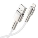 Cablu pentru incarcare si transfer de date Baseus Cafule Metal, USB/Lightning, 18W, 2.4A, 2m, Alb