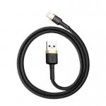Cablu pentru incarcare si transfer de date Baseus Cafule USB/Lightning 1m Negru/Auriu 2 - lerato.ro