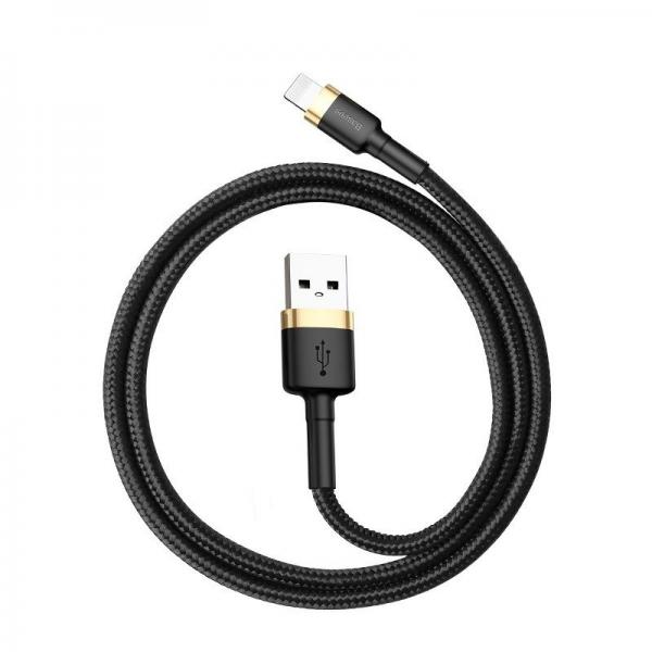 Cablu pentru incarcare si transfer de date Baseus Cafule USB/Lightning 1m Negru/Auriu