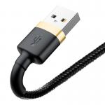 Cablu pentru incarcare si transfer de date Baseus Cafule USB/Lightning 50cm Negru/Auriu 5 - lerato.ro