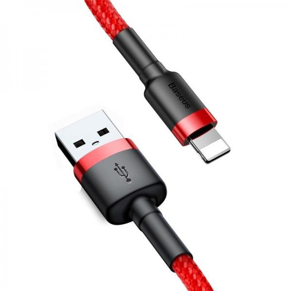 Cablu pentru incarcare si transfer de date Baseus Cafule USB/Lightning 50cm Rosu 1 - lerato.ro