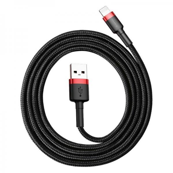 Cablu pentru incarcare si transfer de date Baseus Cafule USB/Lightning 3m Negru/Rosu