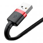 Cablu pentru incarcare si transfer de date Baseus Cafule USB/Lightning 3m Negru/Rosu