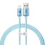 Cablu pentru incarcare si transfer de date Baseus Crystal Shine, USB/Lightning, 2.4A, 1.2m, Albastru 2 - lerato.ro