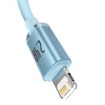 Cablu pentru incarcare si transfer de date Baseus Crystal Shine, USB/Lightning, 2.4A, 1.2m, Albastru