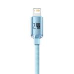 Cablu pentru incarcare si transfer de date Baseus Crystal Shine, USB/Lightning, 2.4A, 1.2m, Albastru 10 - lerato.ro