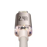 Cablu pentru incarcare si transfer de date Baseus Crystal Shine, USB/Lightning, 2.4A, 1.2m, Roz 4 - lerato.ro