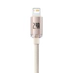 Cablu pentru incarcare si transfer de date Baseus Crystal Shine, USB/Lightning, 2.4A, 1.2m, Roz 9 - lerato.ro
