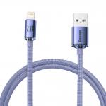Cablu pentru incarcare si transfer de date Baseus Crystal Shine, USB/Lightning, 2.4A, 1.2m, Mov 2 - lerato.ro