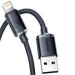 Cablu pentru incarcare si transfer de date Baseus Crystal Shine, USB/Lightning, 2.4A, 2m, Negru