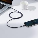 Cablu pentru incarcare si transfer de date Baseus Crystal Shine, USB/Lightning, 2.4A, 2m, Negru