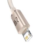 Cablu pentru incarcare si transfer de date Baseus Crystal Shine, USB/Lightning, 2.4A, 2m, Roz