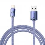 Cablu pentru incarcare si transfer de date Baseus Crystal Shine, USB/Lightning, 2.4A, 2m, Mov 2 - lerato.ro