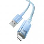 Cablu pentru incarcare si transfer de date Baseus Explorer, USB/Lightning, 2.4A, 1m, Albastru
