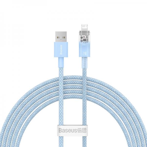Cablu pentru incarcare si transfer de date Baseus Explorer, USB/Lightning, 2.4A, 2m, Albastru 1 - lerato.ro