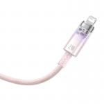 Cablu pentru incarcare si transfer de date Baseus Explorer, USB/Lightning, 2.4A, 2m, Roz
