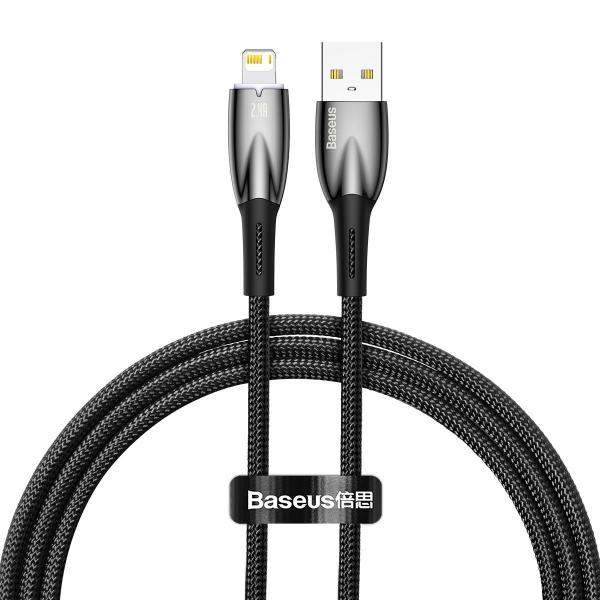 Cablu pentru incarcare si transfer de date Baseus Glimmer, USB/Lightning, 2.4A, 1m, Negru 1 - lerato.ro