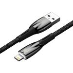 Cablu pentru incarcare si transfer de date Baseus Glimmer, USB/Lightning, 2.4A, 1m, Negru