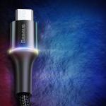 Cablu pentru incarcare si transfer de date Baseus Halo, USB/Micro-USB, LED, 3A, 1m, Negru