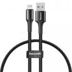Cablu pentru incarcare si transfer de date Baseus Halo, USB/Lightning, LED, 2.4A, 25cm, Negru 2 - lerato.ro