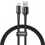 Cablu pentru incarcare si transfer de date Baseus Halo, USB/Lightning, LED, 2.4A, 50cm, Negru 2 - lerato.ro