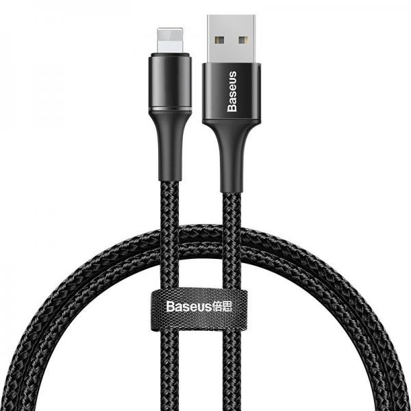 Cablu pentru incarcare si transfer de date Baseus Halo, USB/Lightning, LED, 2.4A, 50cm, Negru 1 - lerato.ro