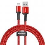 Cablu pentru incarcare si transfer de date Baseus Halo, USB/Lightning, LED, 2.4A, 50cm, Rosu 2 - lerato.ro