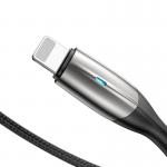 Cablu pentru incarcare si transfer de date Baseus Horizontal, USB/Lightning, LED, 1.5A, 2m, Negru