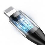 Cablu pentru incarcare si transfer de date Baseus Horizontal, USB/Lightning, LED, 1.5A, 2m, Negru