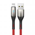 Cablu pentru incarcare si transfer de date Baseus Horizontal, USB/Lightning, LED, 1.5A, 2m, Rosu