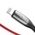 Cablu pentru incarcare si transfer de date Baseus Horizontal, USB/Lightning, LED, 1.5A, 2m, Rosu