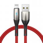 Cablu pentru incarcare si transfer de date Baseus Horizontal, USB/Lightning, LED, 2.4A, 1m, Rosu 2 - lerato.ro