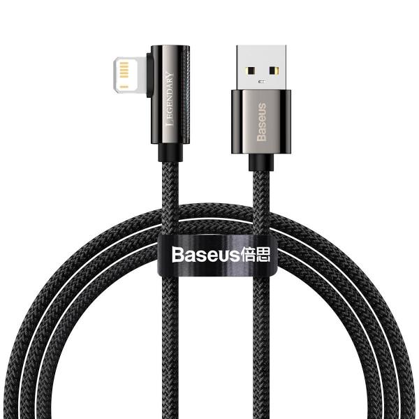 Cablu pentru incarcare si transfer de date Baseus Legend Elbow, USB/Lightning, 2.4A, 1m, Negru 1 - lerato.ro