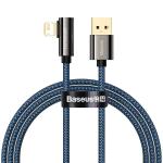 Cablu pentru incarcare si transfer de date Baseus Legend Elbow, USB/Lightning, 2.4A, 1m, Albastru 2 - lerato.ro