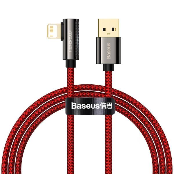 Cablu pentru incarcare si transfer de date Baseus Legend Elbow, USB/Lightning, 2.4A, 1m, Rosu