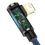 Cablu pentru incarcare si transfer de date Baseus Legend Elbow, USB/Lightning, 2.4A, 2m, Albastru