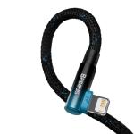 Cablu pentru incarcare si transfer de date Baseus MVP 2 Elbow, USB/Lightning, Quick Charge, 2.4A, 1m, Albastru