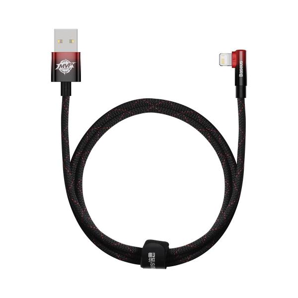 Cablu pentru incarcare si transfer de date Baseus MVP 2 Elbow, USB/Lightning, Quick Charge, 2.4A, 1m, Rosu