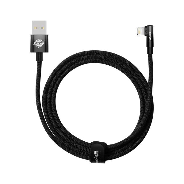 Cablu pentru incarcare si transfer de date Baseus MVP 2 Elbow, USB/Lightning, Quick Charge, 2.4A, 2m, Negru