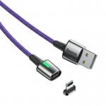 Cablu pentru incarcare si transfer de date Baseus Magnetic Zinc, LED, USB/Lightning, 2.4A, 1m, Mov 2 - lerato.ro