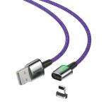 Cablu pentru incarcare si transfer de date Baseus Magnetic Zinc, LED, USB/Lightning, 2.4A, 1m, Mov 7 - lerato.ro