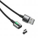 Cablu pentru incarcare si transfer de date Baseus Magnetic Zinc, LED, USB/Lightning, 2.4A, 1m, Negru
