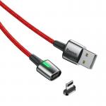 Cablu pentru incarcare si transfer de date Baseus Magnetic Zinc, LED, USB/Lightning, 2.4A, 1m, Rosu