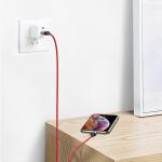 Cablu pentru incarcare si transfer de date Baseus Magnetic Zinc, LED, USB/Lightning, 2.4A, 1m, Rosu