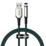 Cablu pentru incarcare si transfer de date Baseus Magnetic Zinc, USB/Lightning, 2A, 1m, Verde 2 - lerato.ro