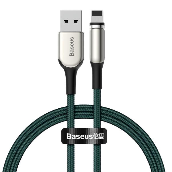 Cablu pentru incarcare si transfer de date Baseus Magnetic Zinc, USB/Lightning, 2A, 1m, Verde