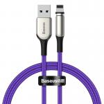 Cablu pentru incarcare si transfer de date Baseus Magnetic Zinc, USB/Lightning, 2A, 1m, Mov 2 - lerato.ro